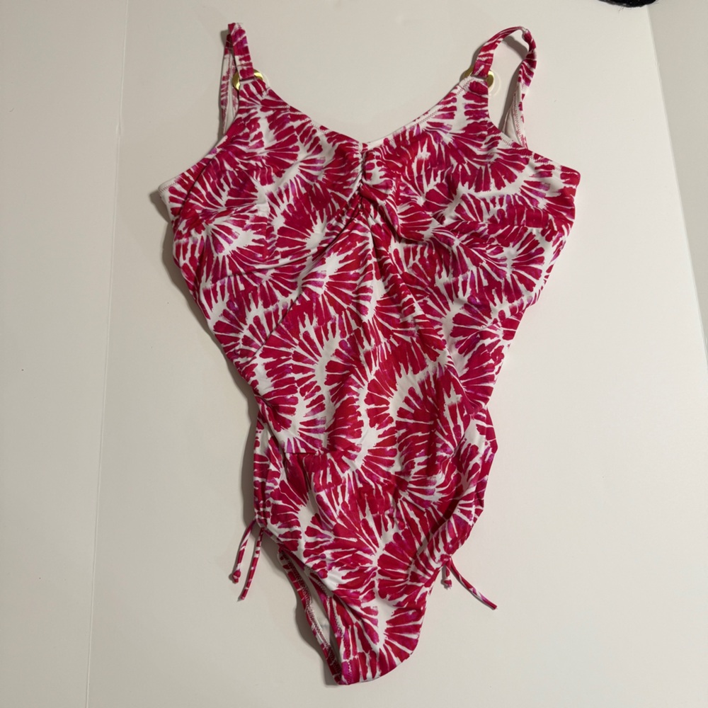 Fantasie Vibrant Pink and White One Piece Swimsuit